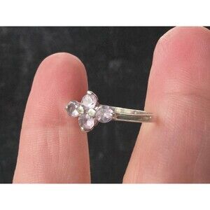 925 Sterling Silver Amethyst Flower Ring, Size US 7.5 Vintage